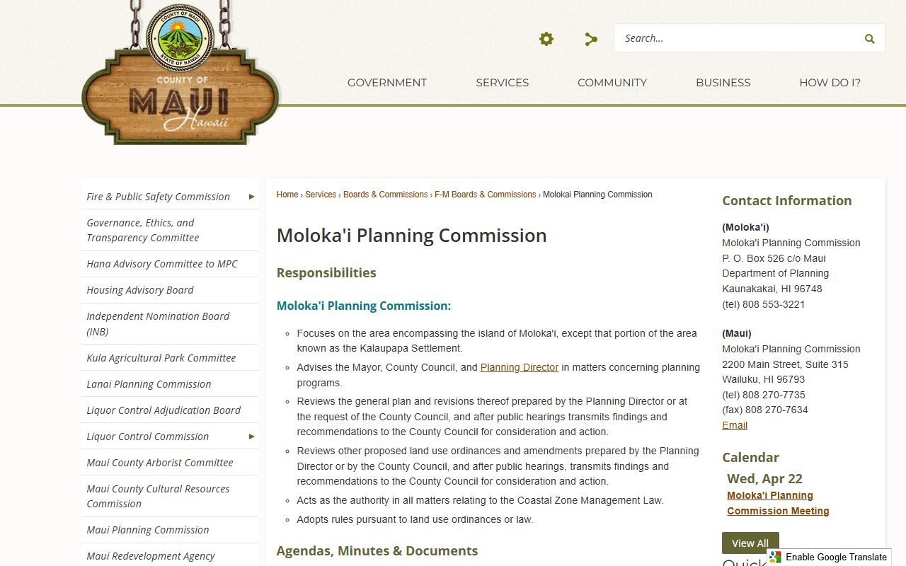 Waihee-Waiehu White Pages Maui Environmental Management