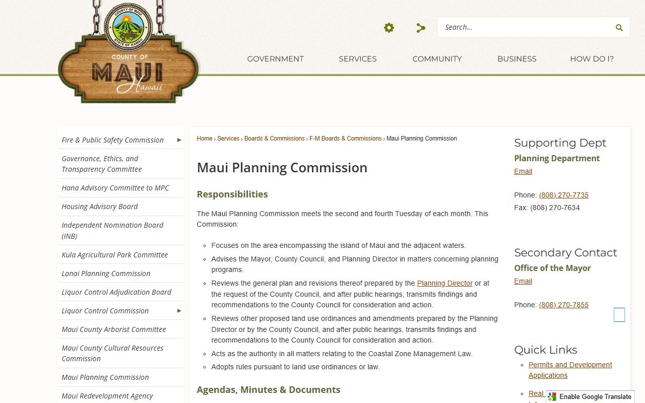 Haiku-Pauwela White Pages Maui Parks and Recreation