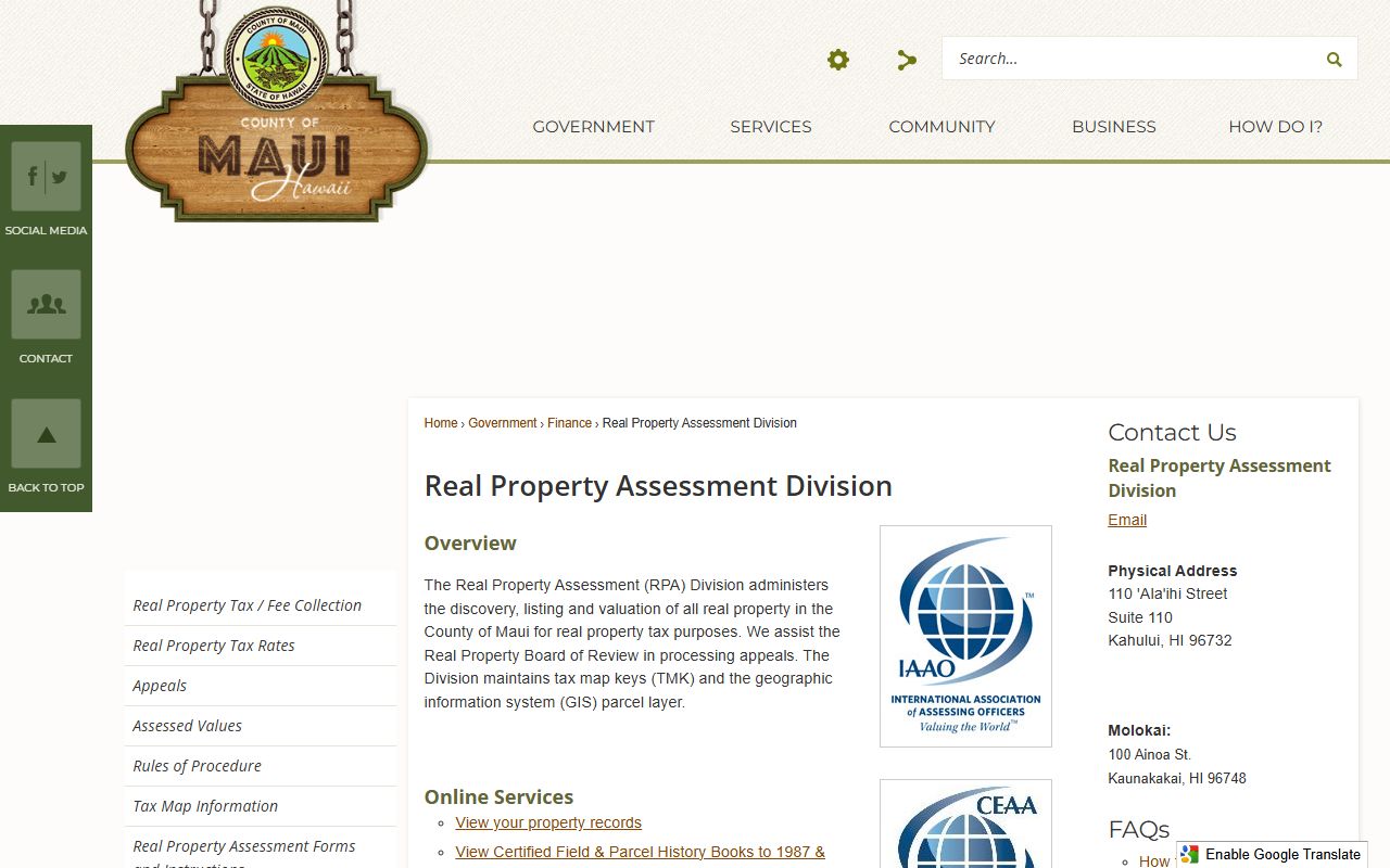 Kahului White Pages Maui Real Property Assessment