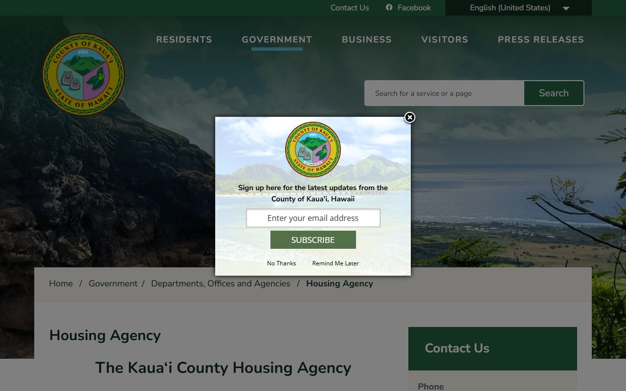 Eleele White Pages Kauai Housing Agency records