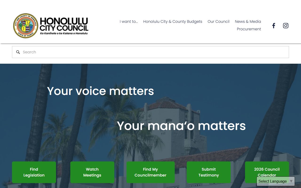 Urban Honolulu White Pages city council main page