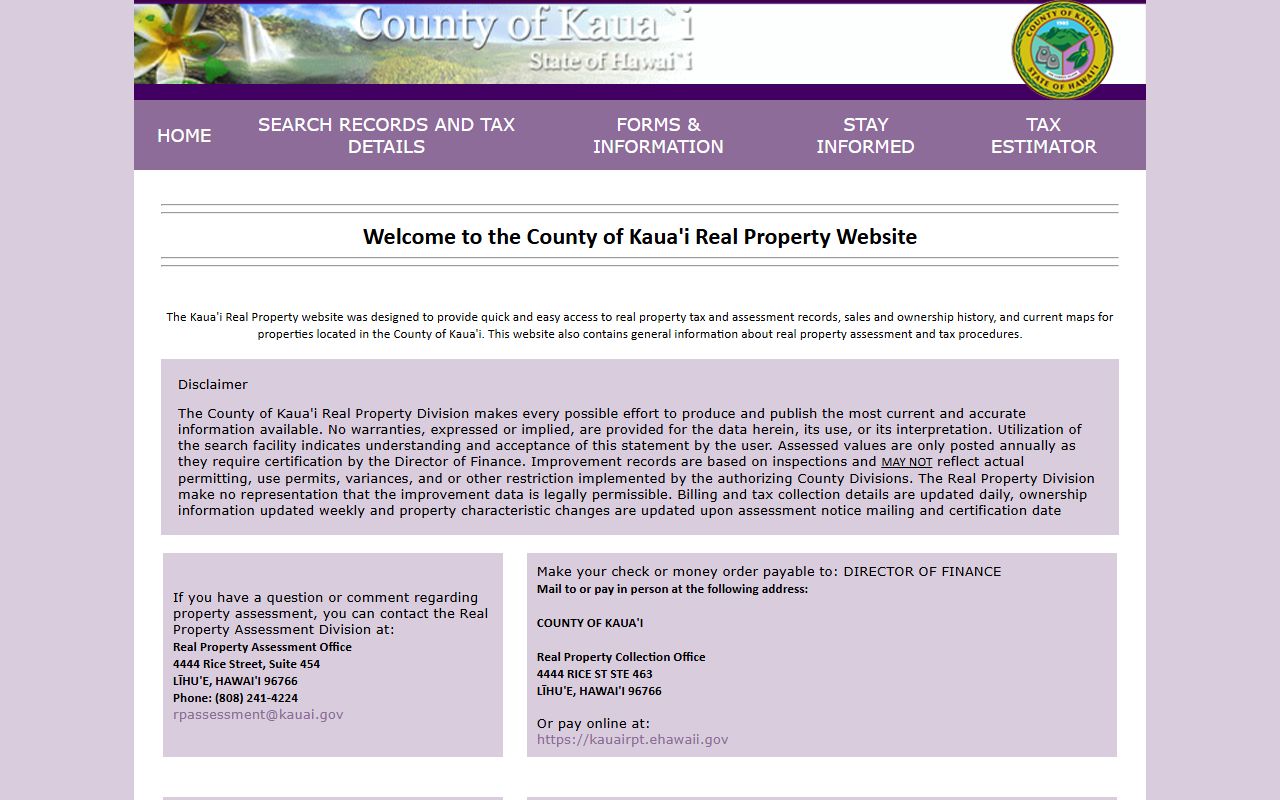 Kauai County White Pages property tax search