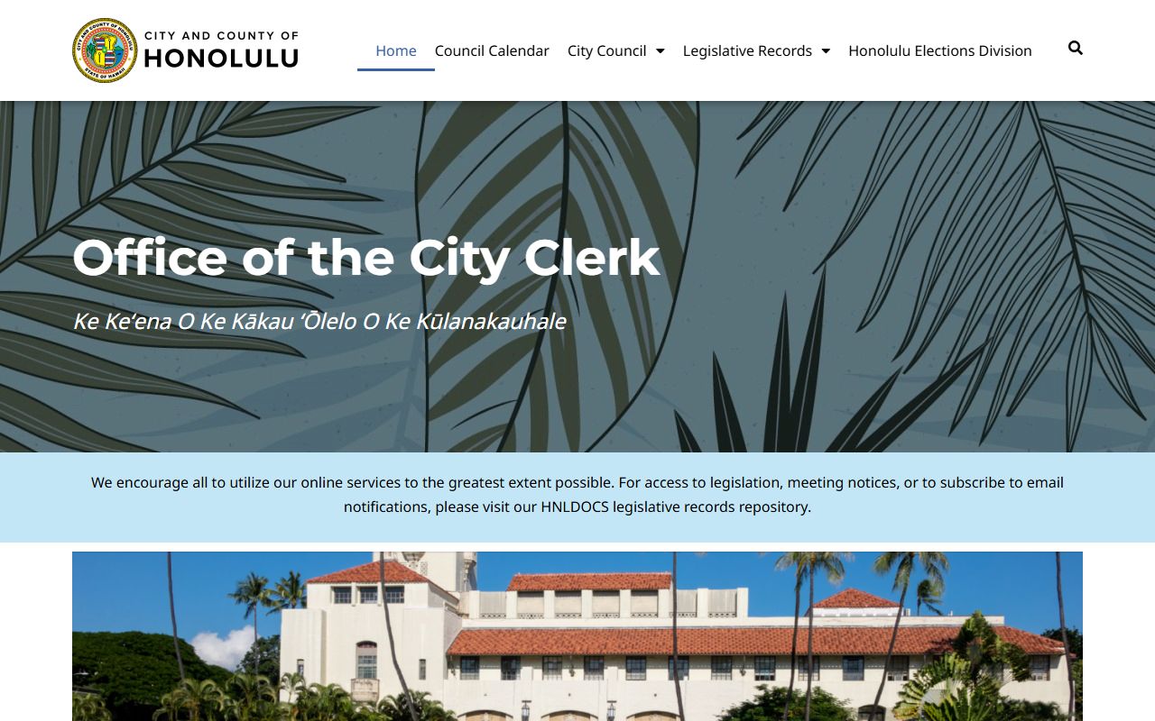 Honolulu County White Pages City Clerk office