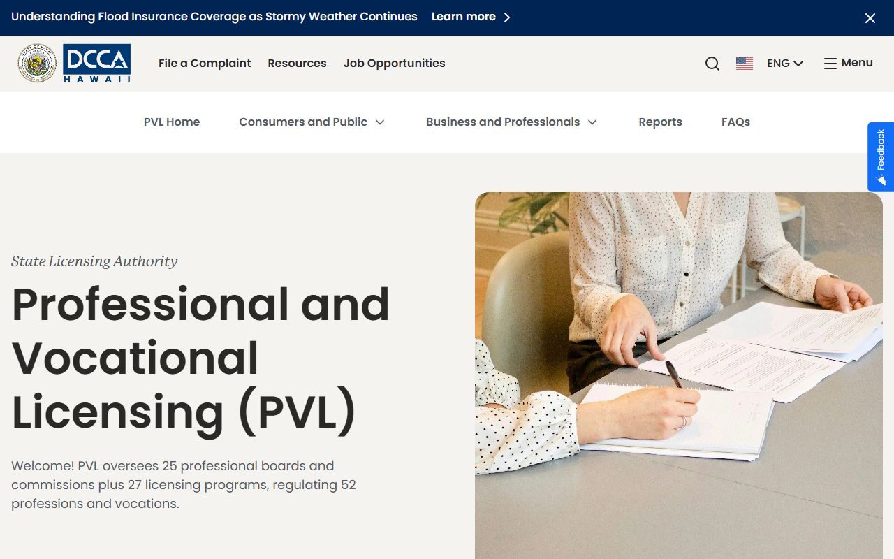 Hawaii Professional Licensing White Pages verification