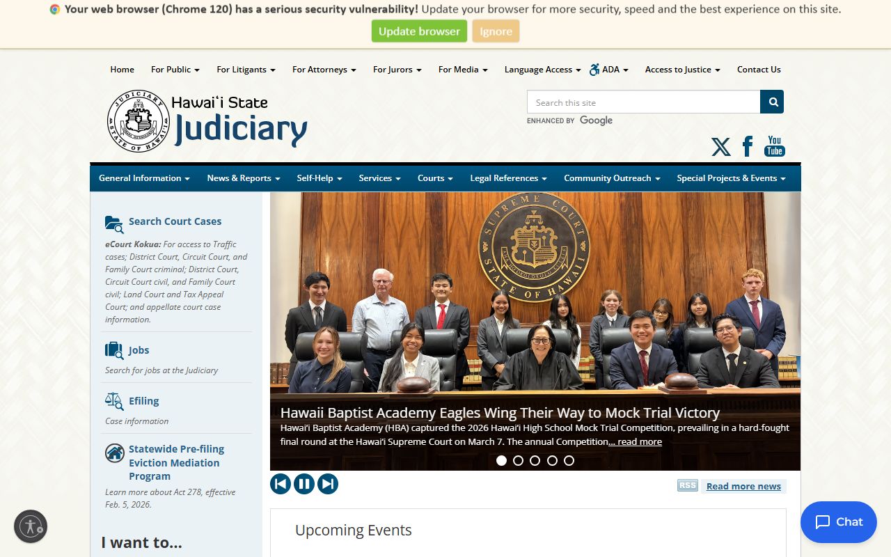 Hawaii State Judiciary portal White Pages search